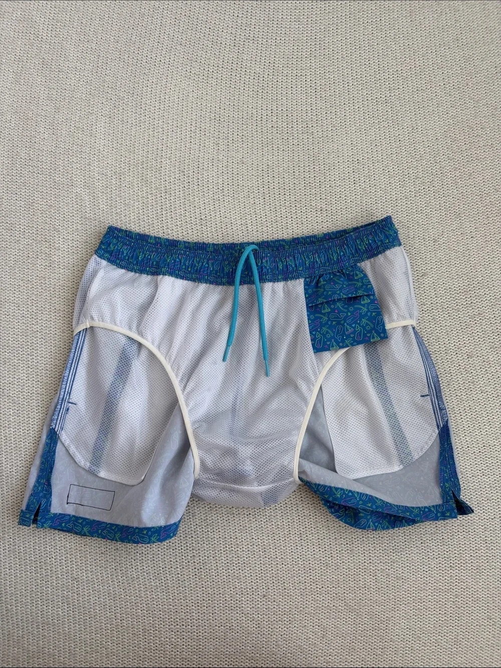 Vineyard Vines Chappy Swim Trunks Boat/Nautical Print Blue Size Small